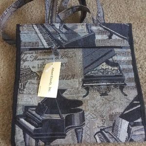 Embroidered Piano Tote Bag NWT